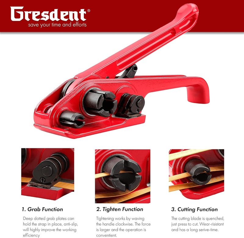 Gresdent Poly Strapping Tensioner & Cutter Manual Banding Tools Windlass for 1/2" -3/4" Width Polyester Polyproplyn Strap - Image 4